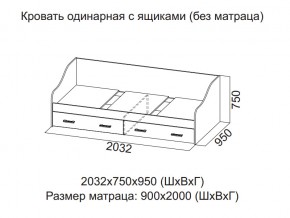 Кровать одинарная с ящиками (Без матраца 0,9*2,0) в Карпинске - karpinsk.магазин96.com | фото